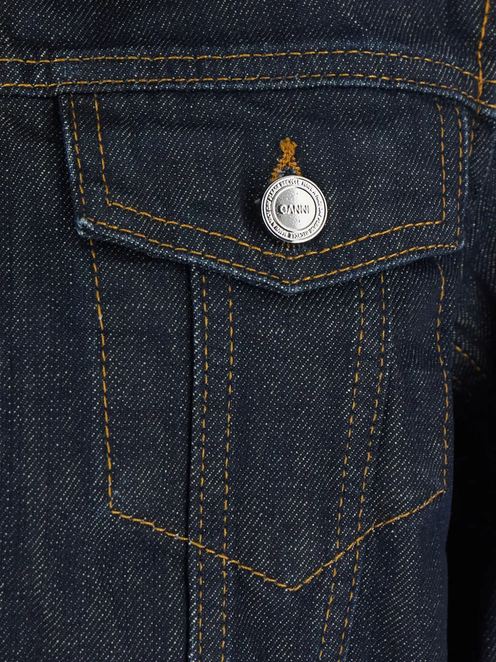 GANNI shearling-collar zip-up denim jacket Blauw