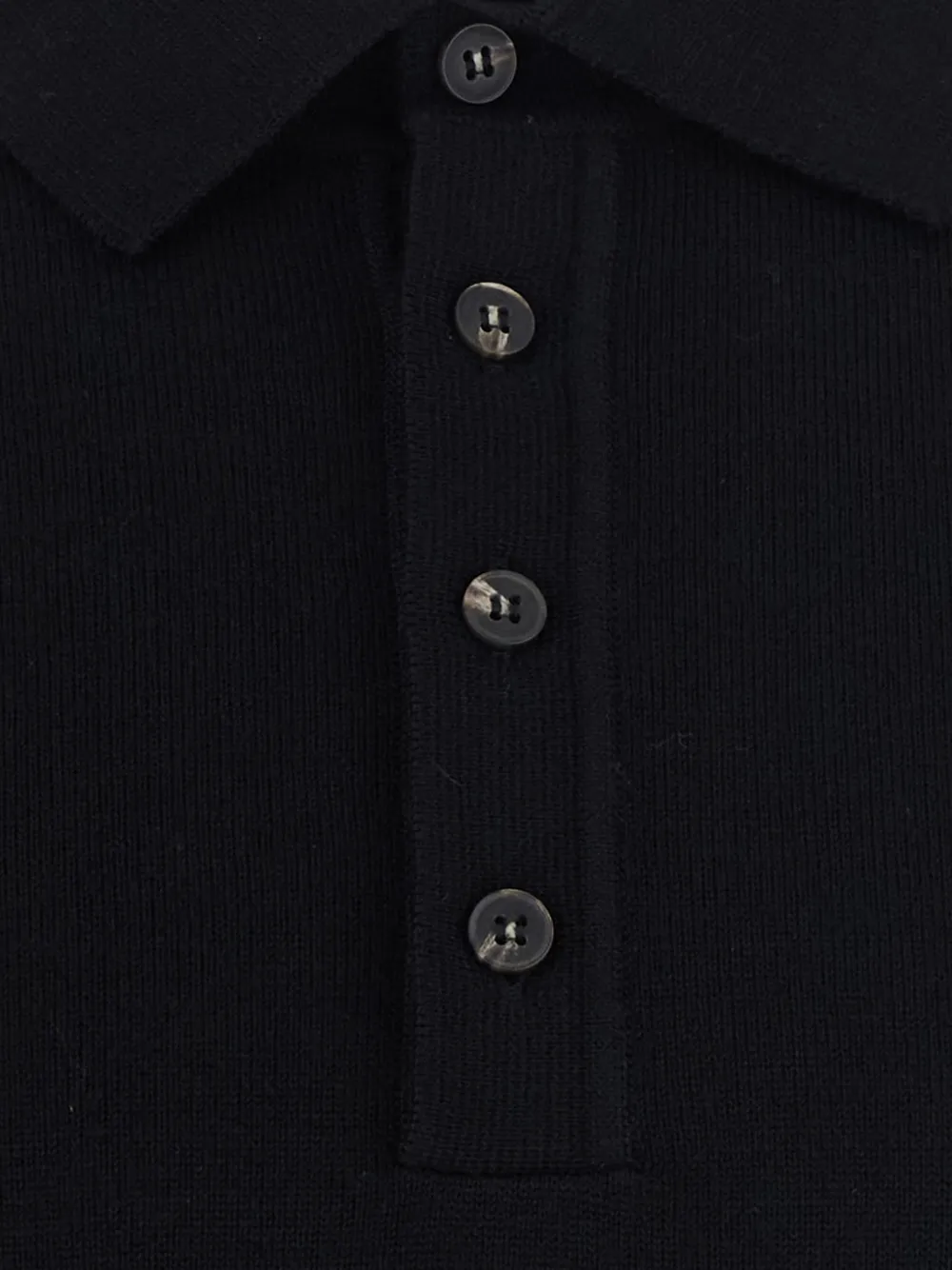 Kangra Gebreid poloshirt met knoopsluiting Zwart