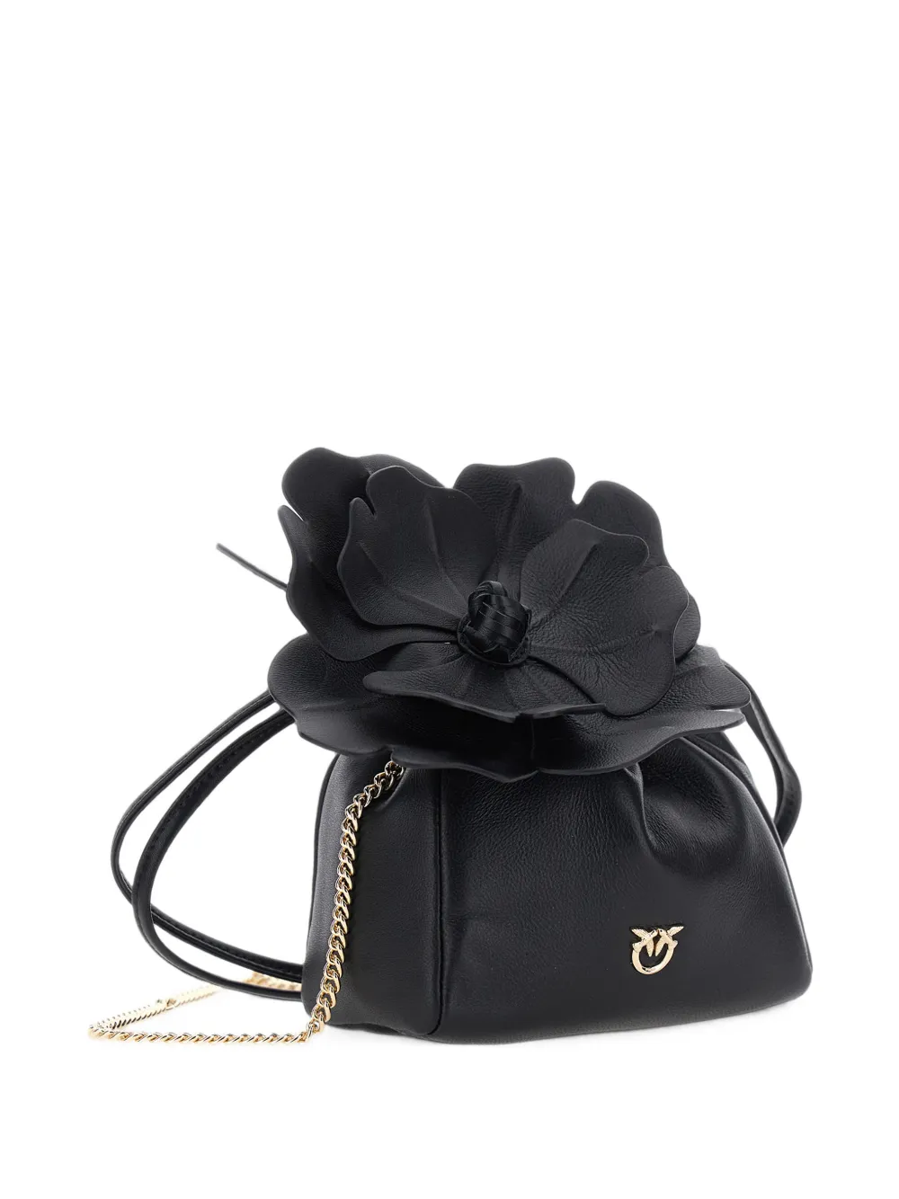 PINKO Love Birds bucket-tas met bloemen-applicatie Zwart
