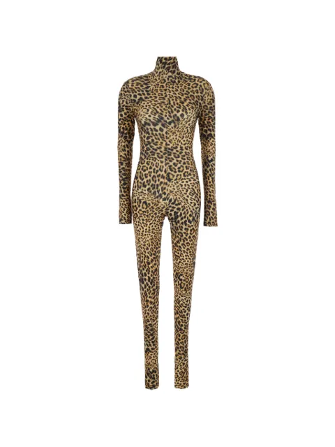 Norma Kamali leopard-print high-neck jumpsuit