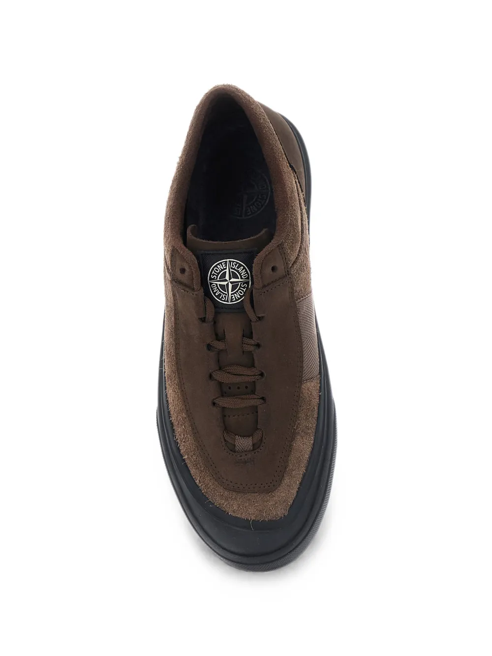 Stone Island S100020 suede low-top trainers with Compass logo patch Bruin