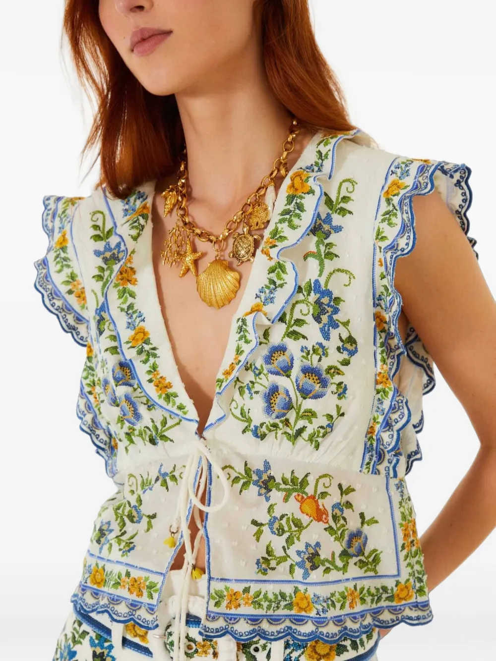 FARM Rio Emily blouse met bloemenprint Wit
