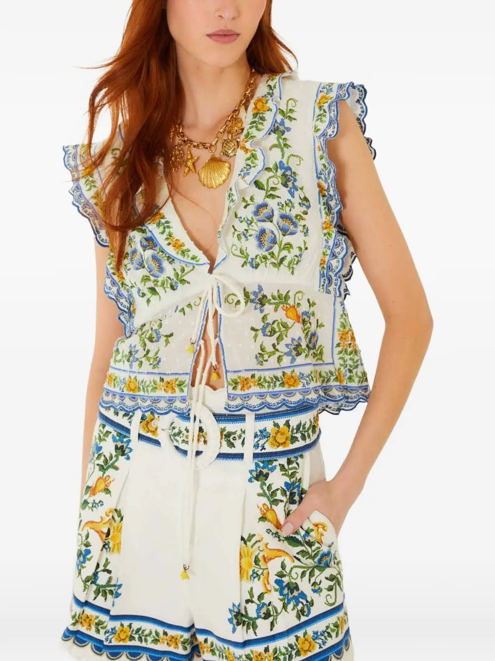 FARM Rio Emily Floral Tapestry blouse