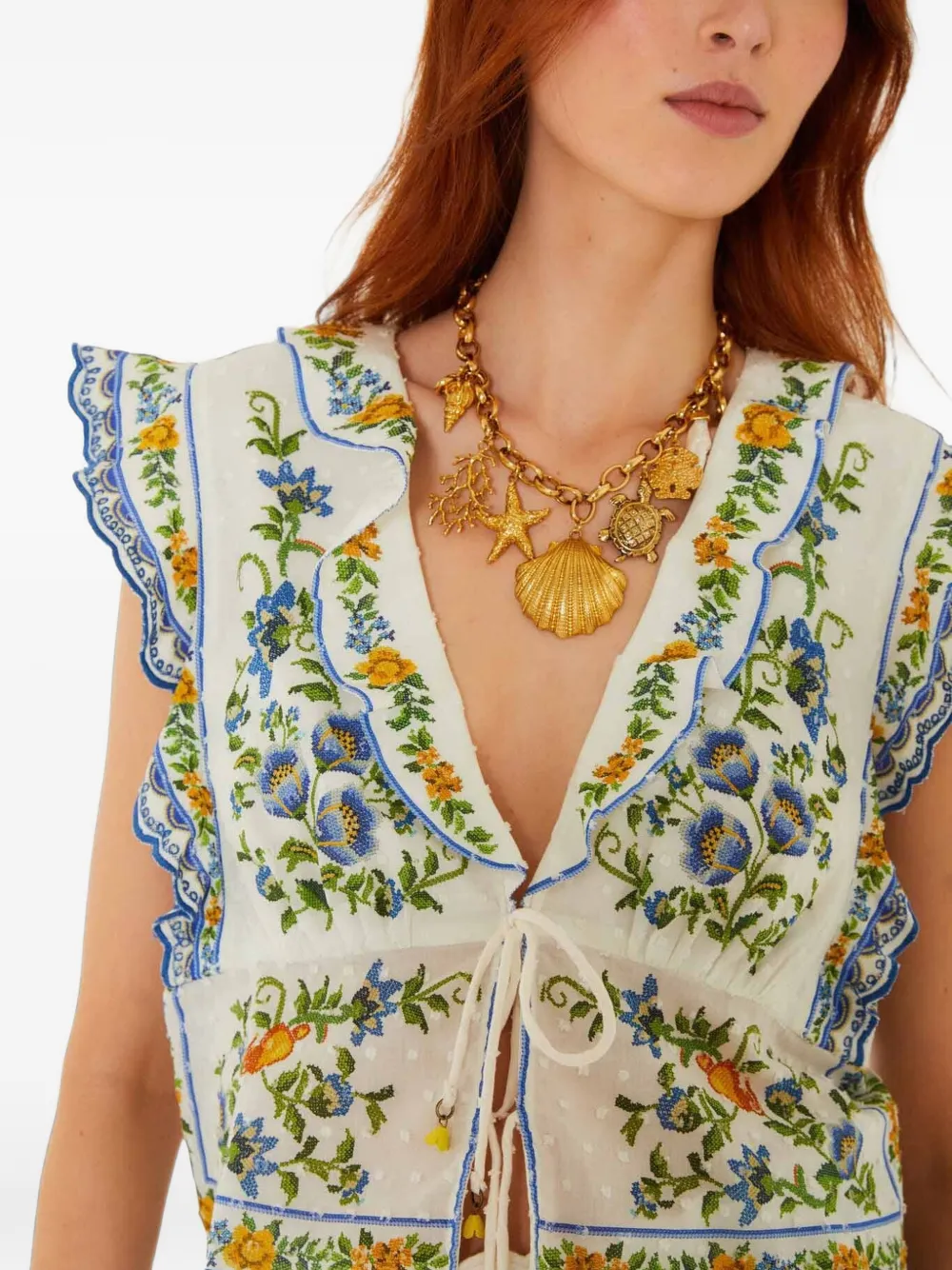 FARM Rio Emily blouse met bloemenprint Wit