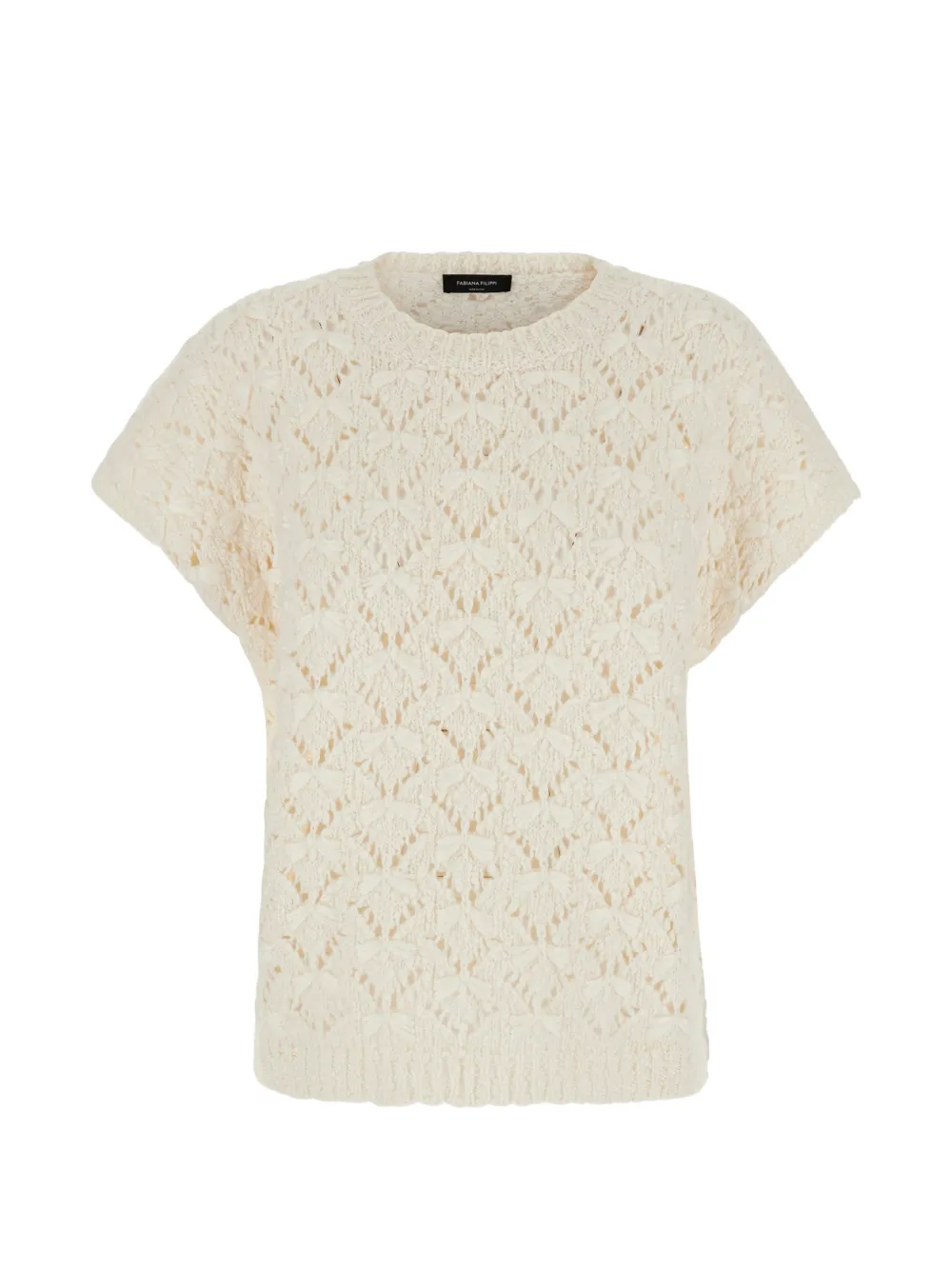 Fabiana Filippi pointelle-knit short-sleeve sweater - Weiß