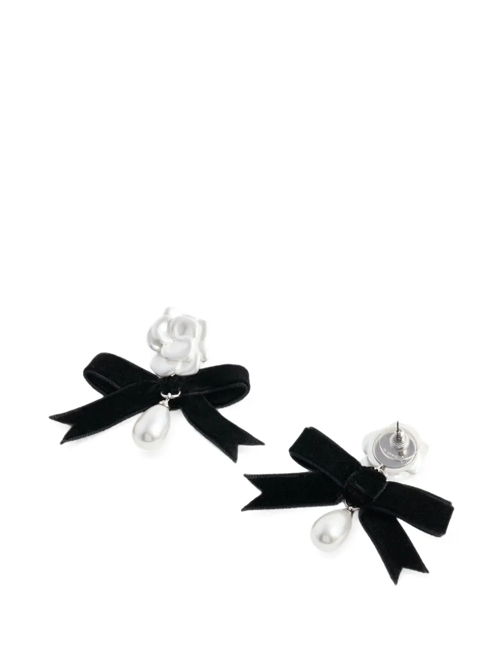 Self-Portrait Bow-detail Flower Earrings in Silver, view 3