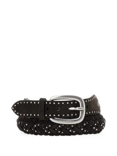 Golden Goose cinturón Houston de ante con microapliques plateados