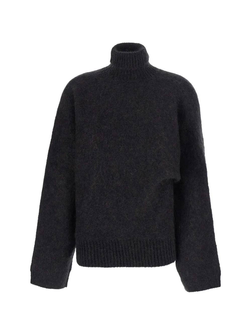 GANNI logo-plaque roll-neck sweater Grijs