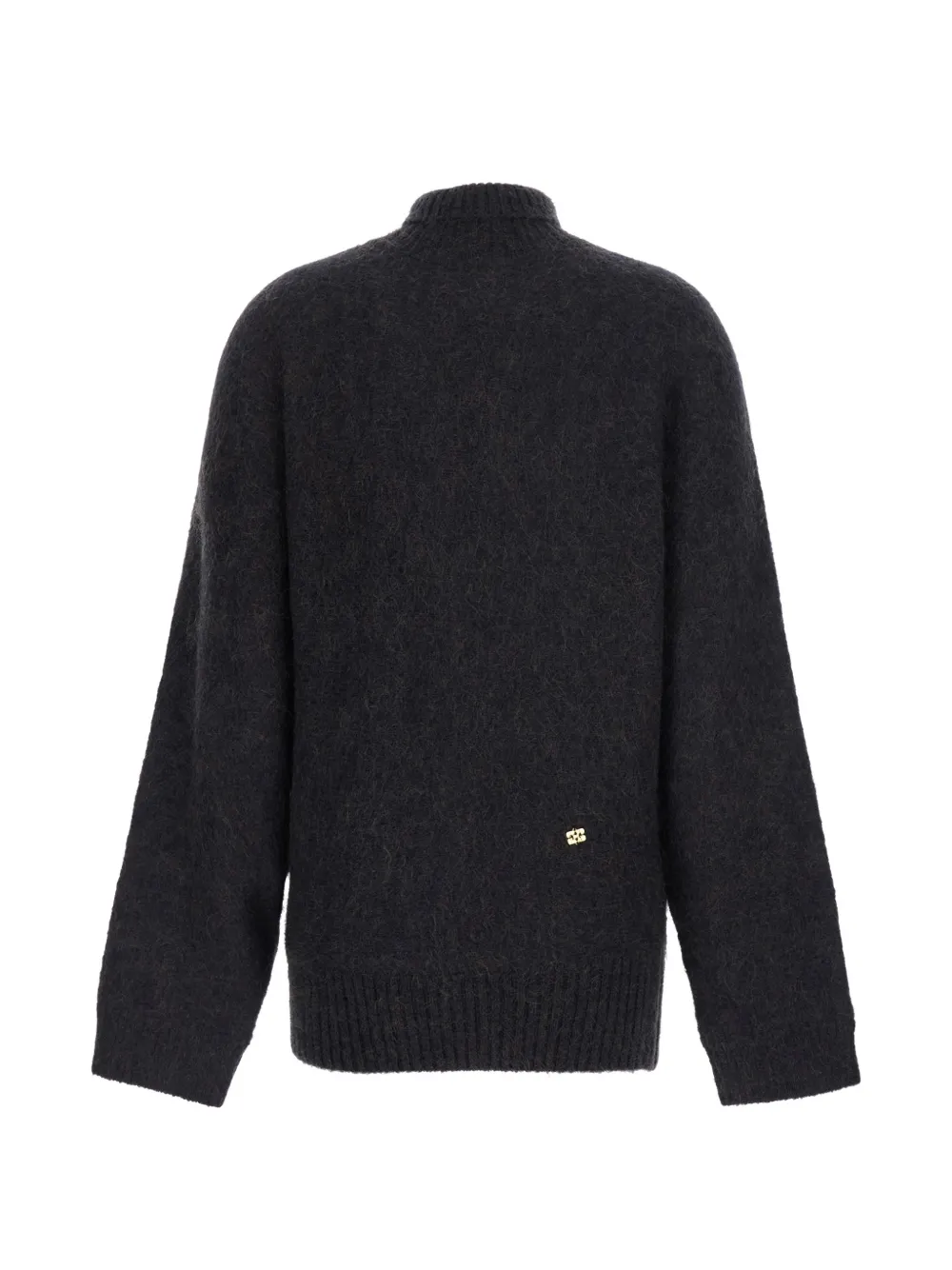 GANNI logo-plaque roll-neck sweater Grijs