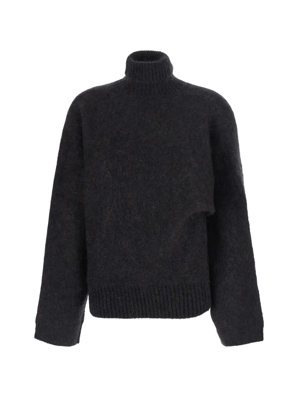 GANNI logo-plaque roll-neck sweater - Grigio