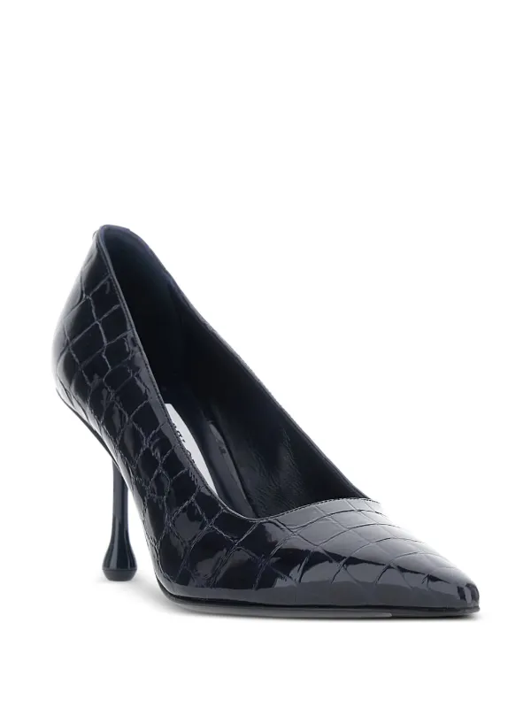 Jimmy Choo Ixia 80 Shiny Croc Embossed Leather Pumps | Blue | FARFETCH