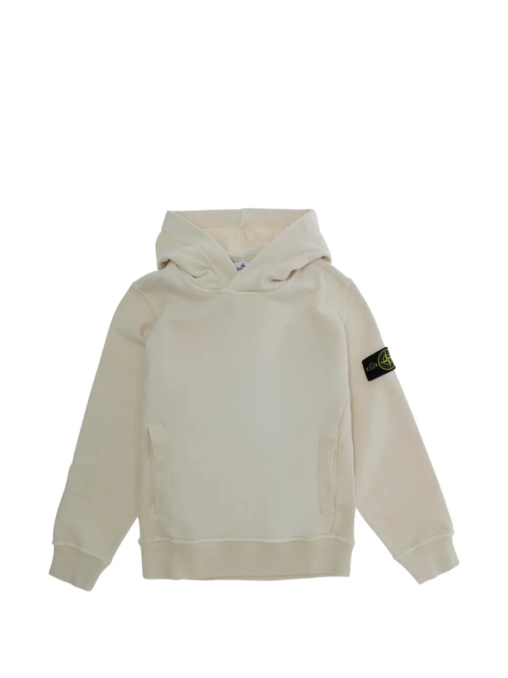 Stone Island Junior logo-patch hoodie - Bianco