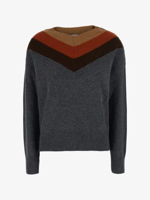 Jucca chevron-strikket sweater med V-hals
