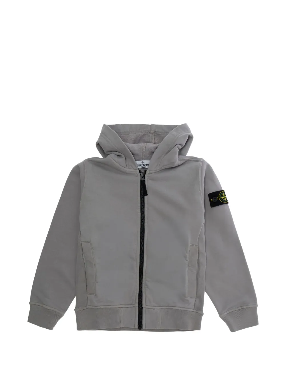 Stone Island Junior logo-patch zip-up hoodie - Grigio