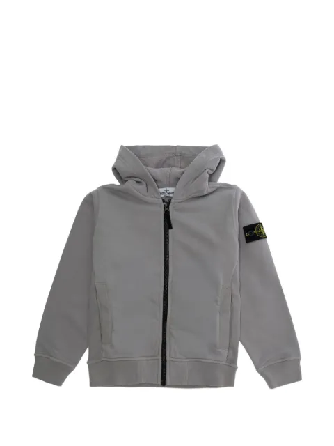 Stone Island Junior hoodie con cierre y parche del logo