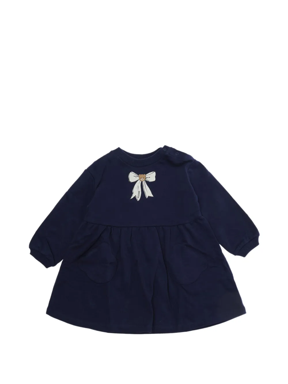 Moschino Kids Teddy Bear jurk met strikprint Blauw