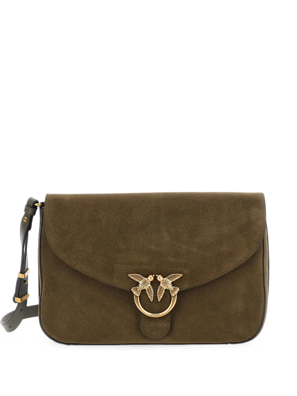 PINKO Love Birds suede shoulder bag - Verde