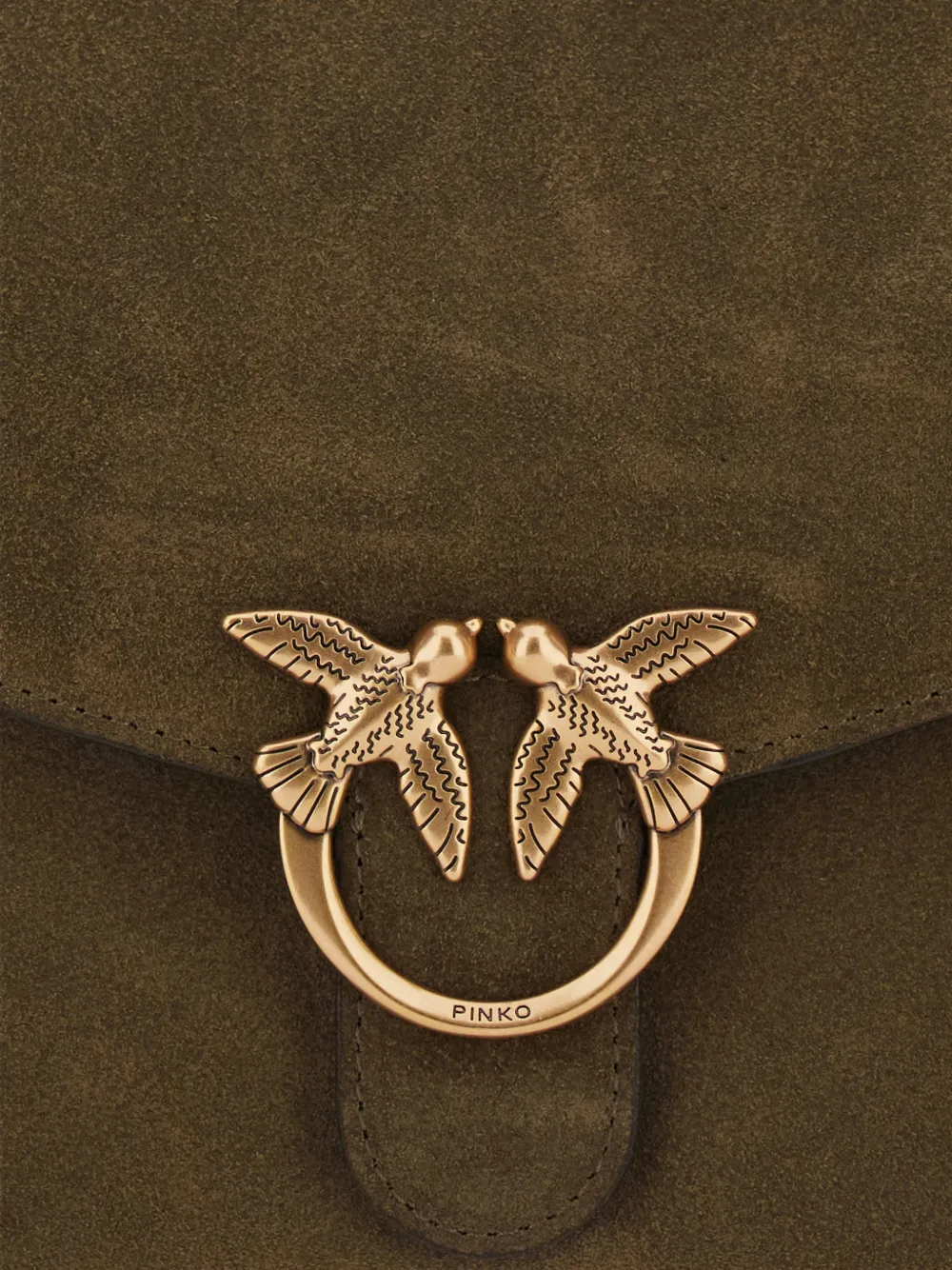 PINKO Love Birds suède schoudertas Groen