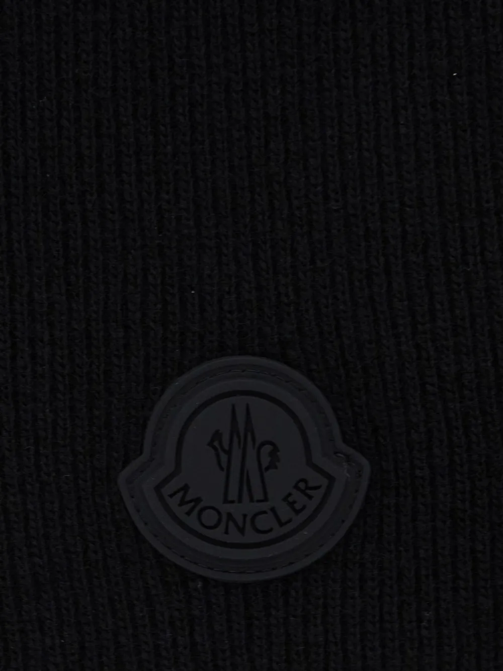 Moncler Geribbelde sjaal met logopatch Zwart