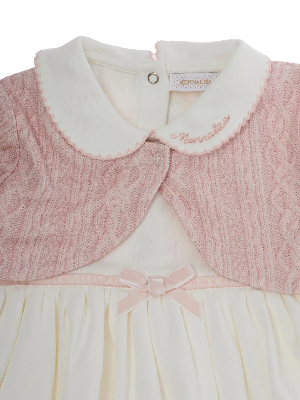 Monnalisa Kabelgebreide jurk met konijnen-print Beige