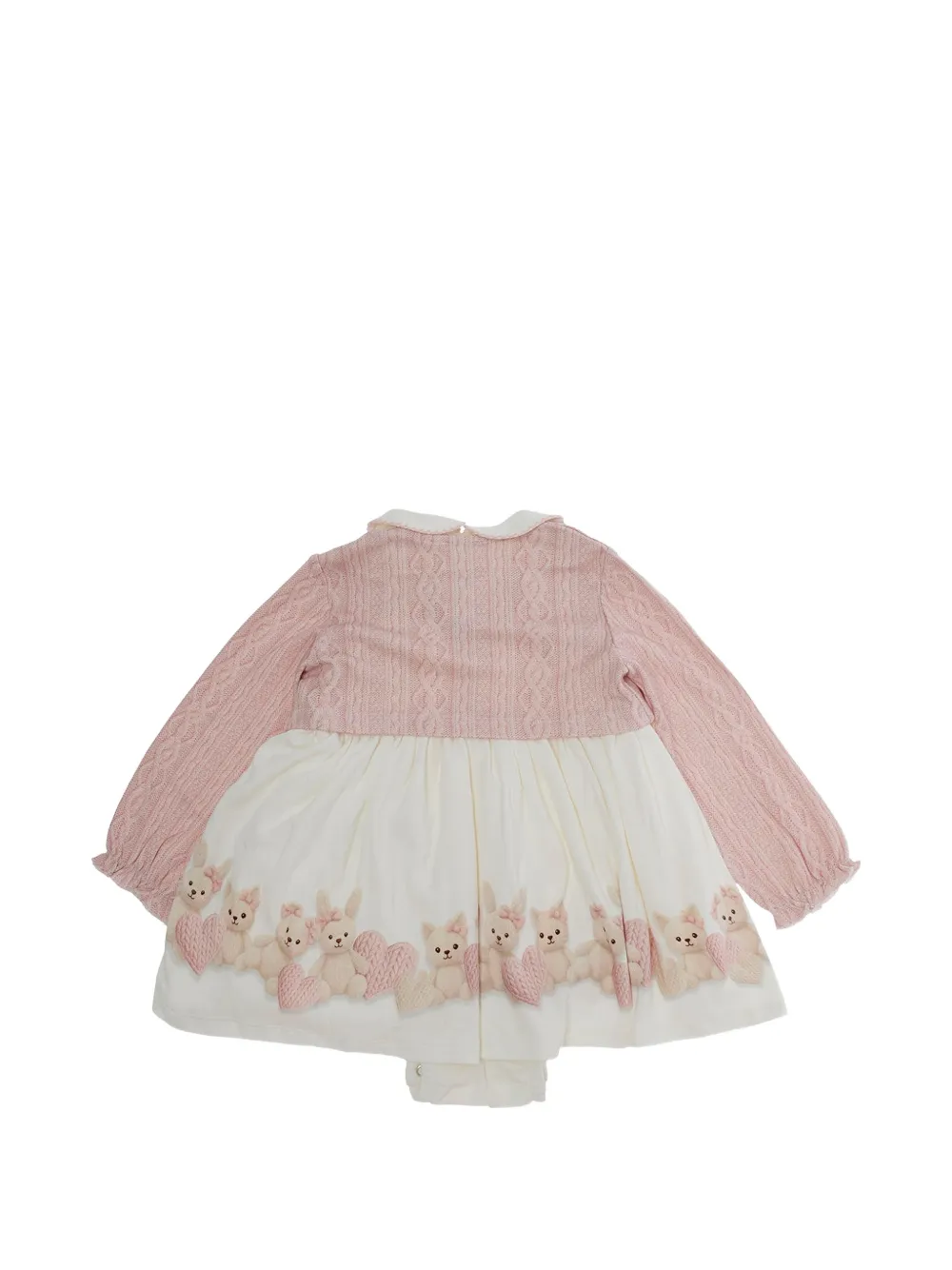 Monnalisa Kabelgebreide jurk met konijnen-print Beige