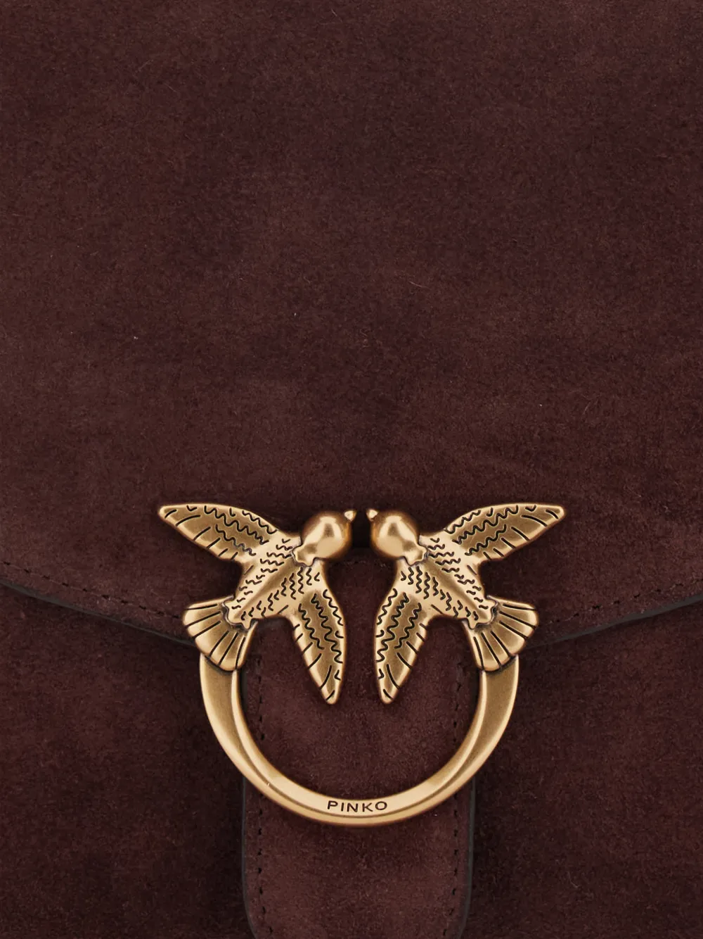 PINKO Love Birds suède schoudertas Bruin