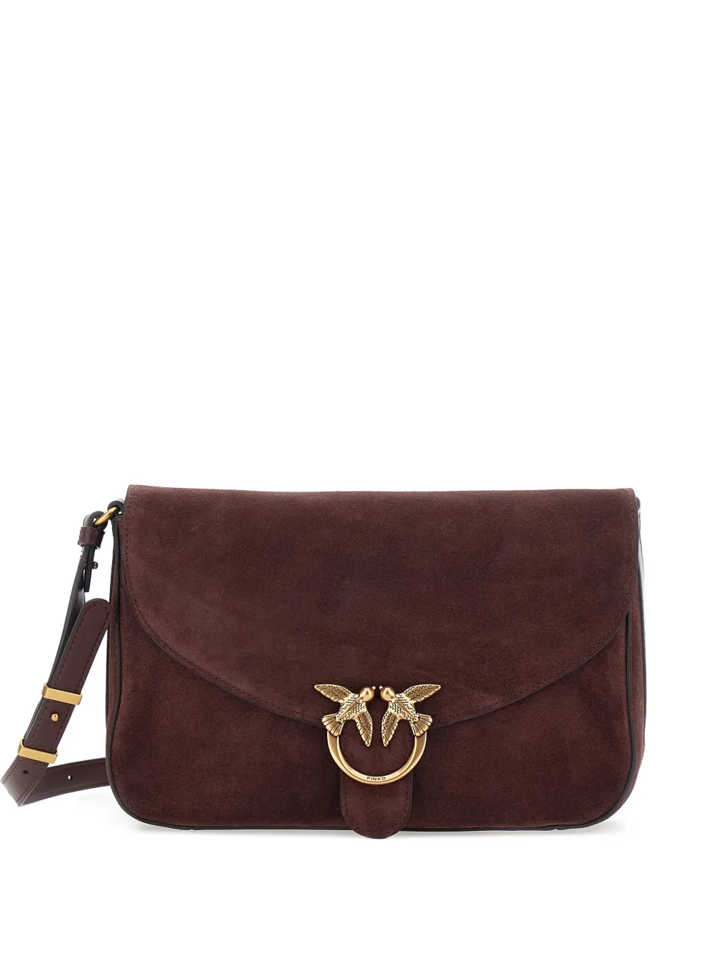 PINKO Love Birds suede shoulder bag - Brown