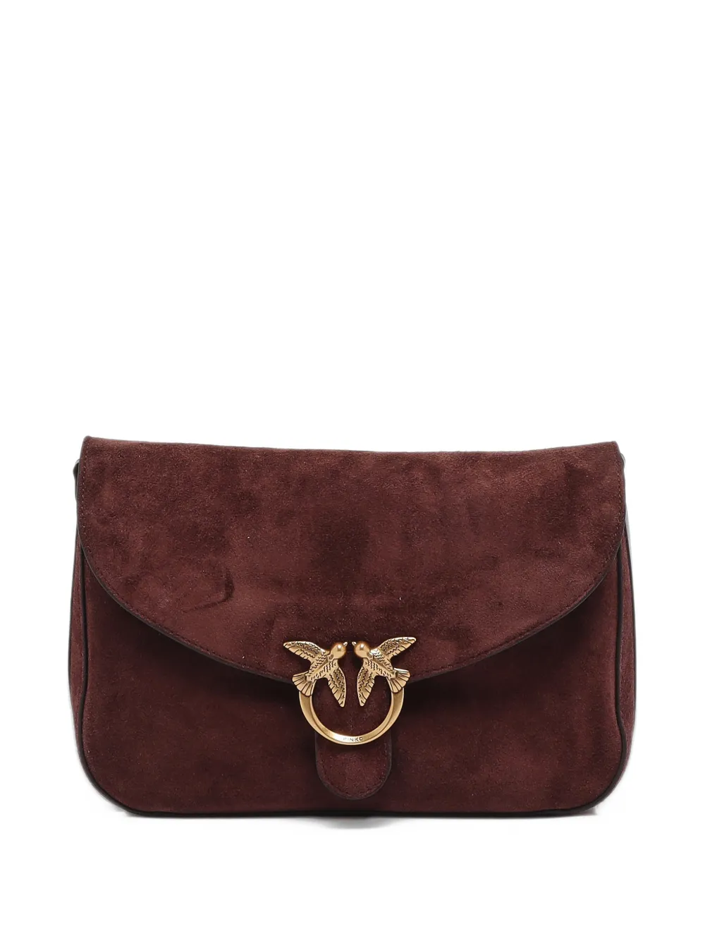 PINKO Love Birds suede shoulder bag - Marrone