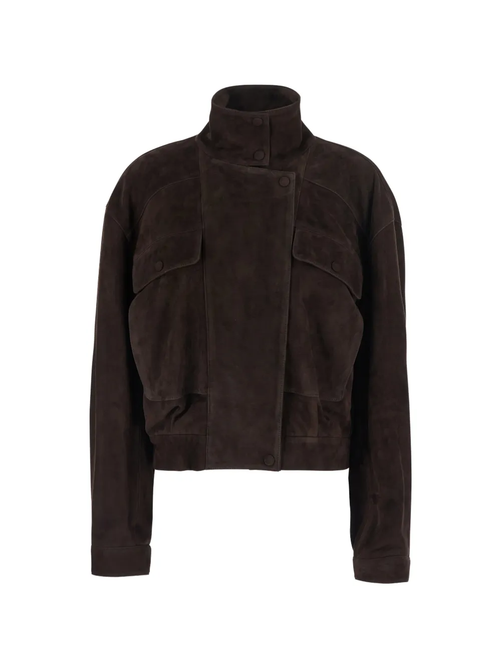 Nour Hammour Quincy high-neck suede jacket · L