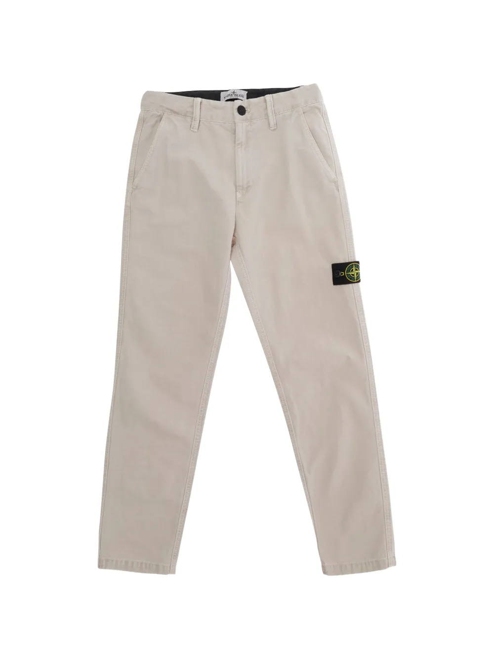 Stone Island Junior Compass logo-patch chino trousers - Toni neutri