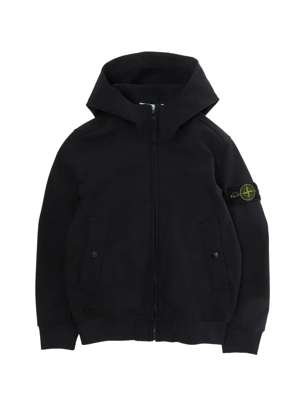Stone Island Junior Compass-patch hooded jacket - Nero
