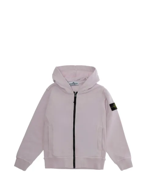 Stone Island Junior logo-patch zip-up hoodie