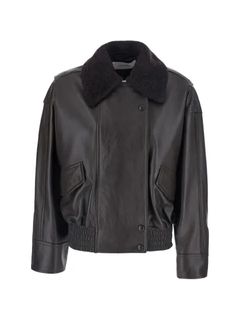 IVY OAK Laila textured-collar leather jacket
