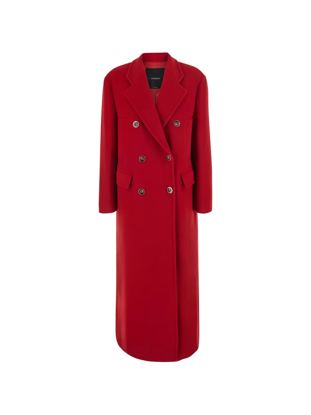 PINKO long double-breasted coat in wool-blend fabric - Rot