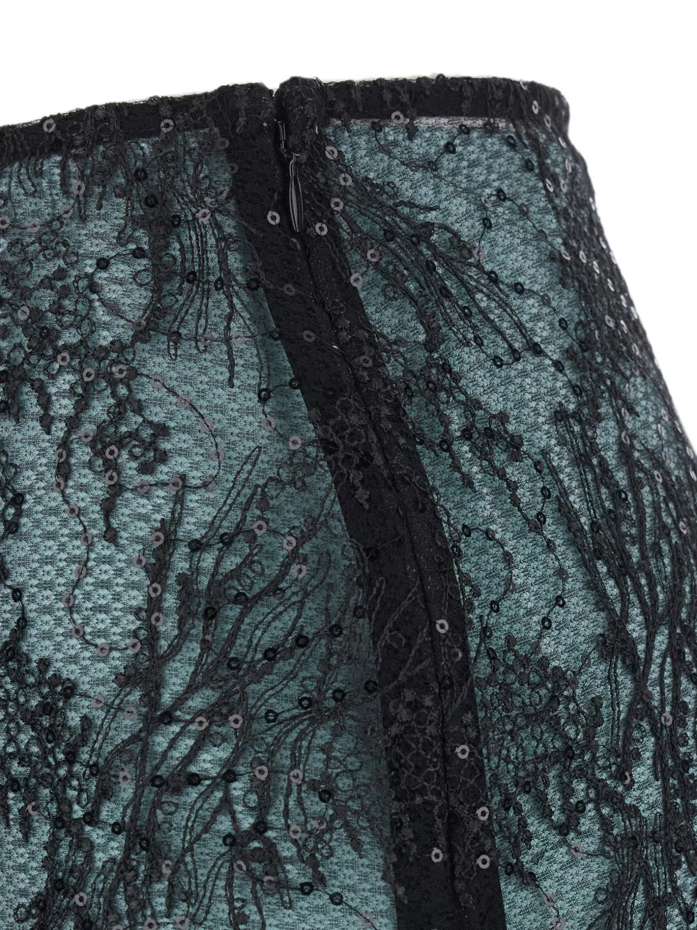 Semicouture Camilla midi-rok met pailletten en kant Groen