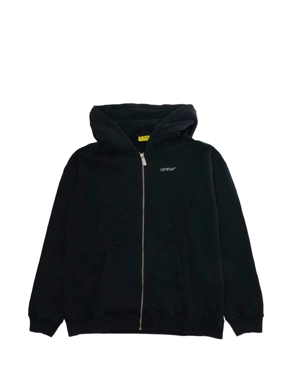 Off-White Kids logo-print zip-up hoodie - Nero