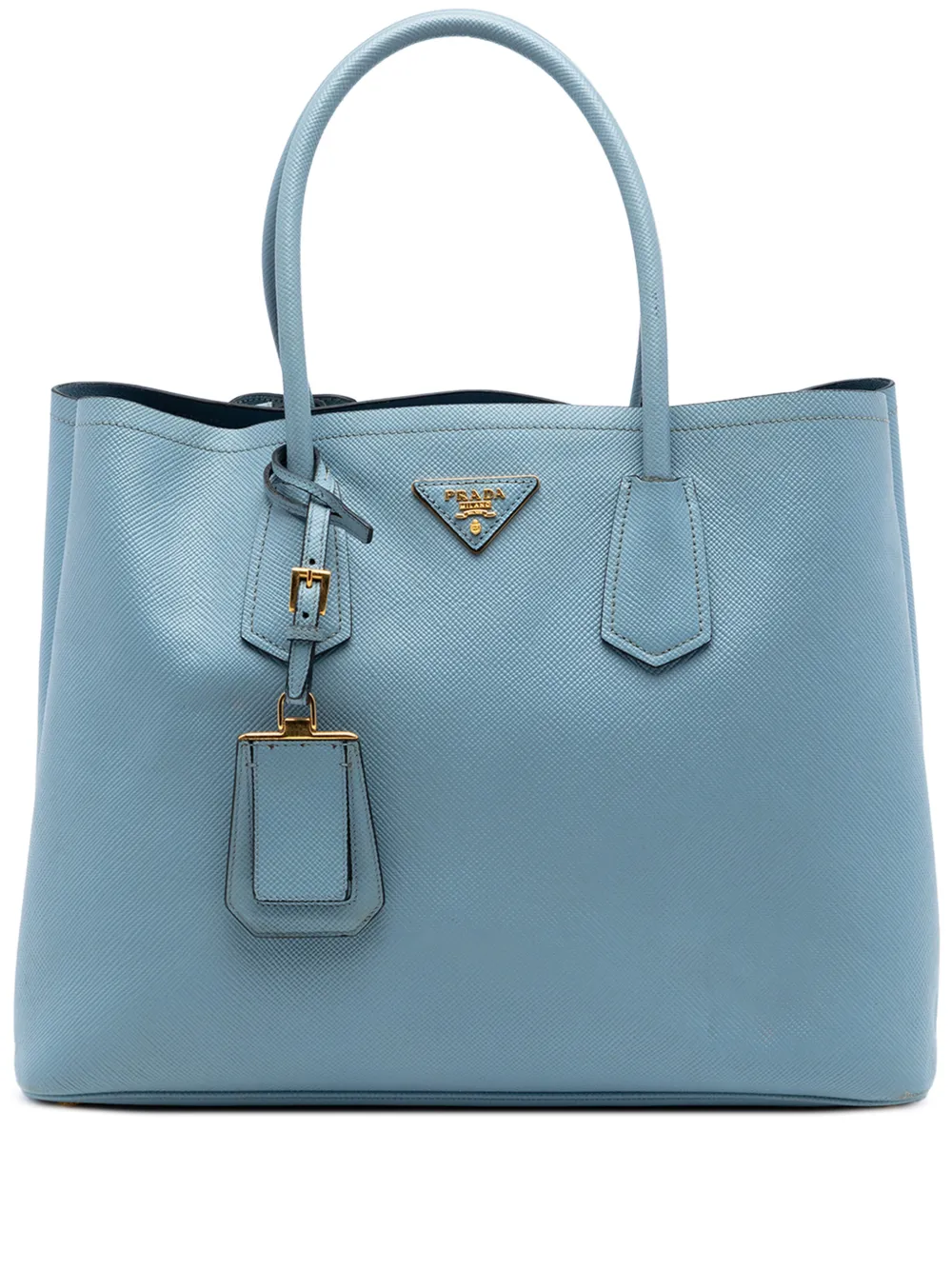 Prada Pre-Owned 2013-2026 Large Saffiano Cuir Double satchel - Blu