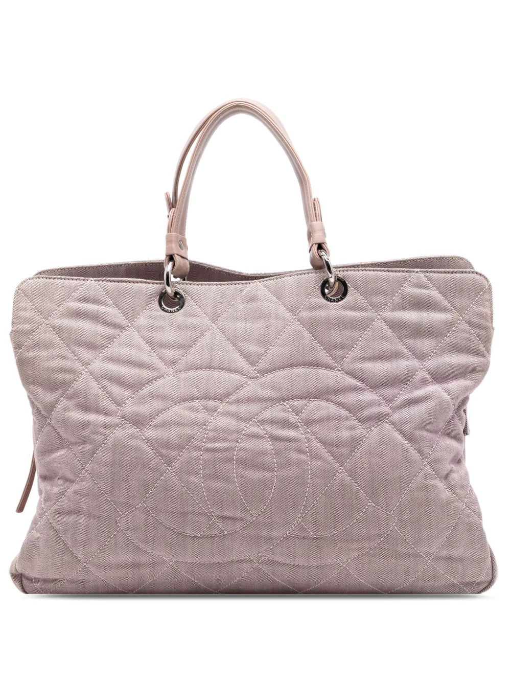 CHANEL Pre-Owned 2008-2009 Large CC Quilted Denim tote bag - Rosa