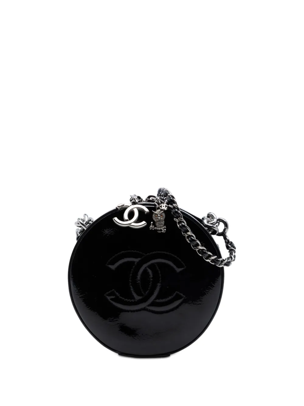 CHANEL Pre-Owned 2018-2019 CC Patent Round as Earth Bag satchel - Schwarz