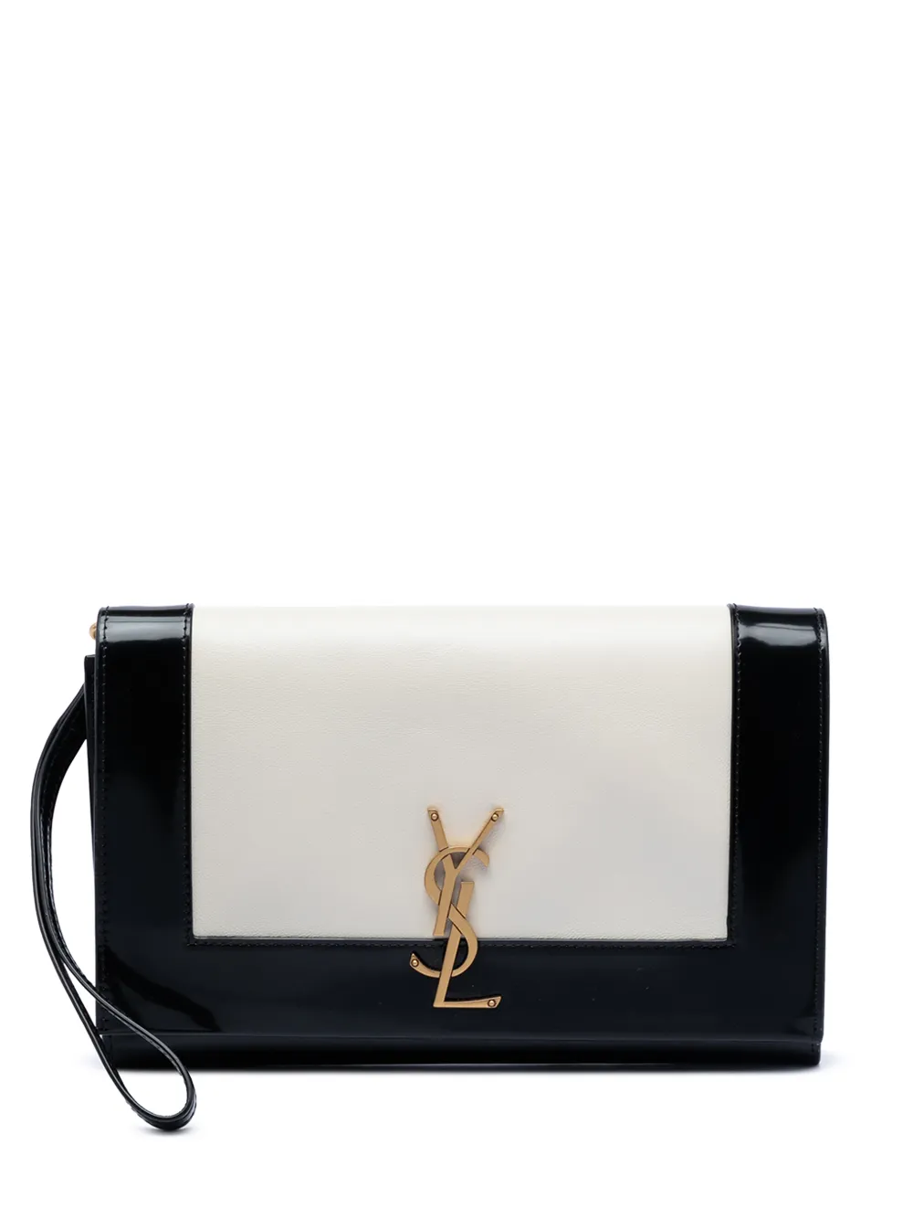 Saint Laurent Pre-Owned 2024 Brushed Leather Trimmed Lambskin Cassandre Flap Pouch clutch bag - Bianco