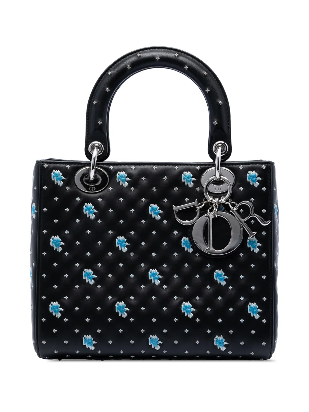 Christian Dior Pre-Owned 2015 Medium Calfskin Embroidered Flower Lady Dior satchel - Schwarz