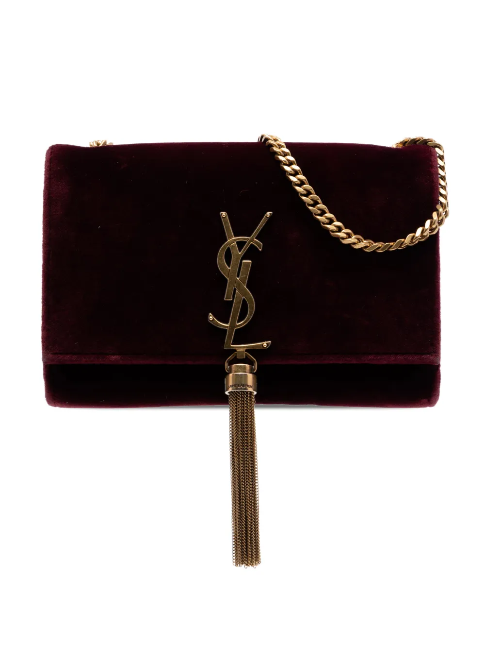 Saint Laurent Pre-Owned 2018 Small Velvet Monogram Kate Tassel crossbody bag - Rosso