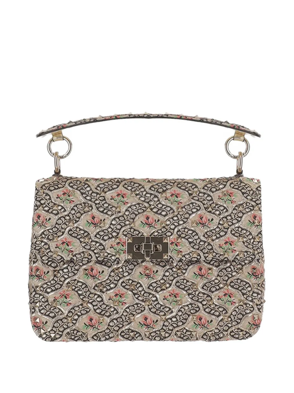 Valentino Garavani Rockstud Spike shopper met bloemenprint Beige