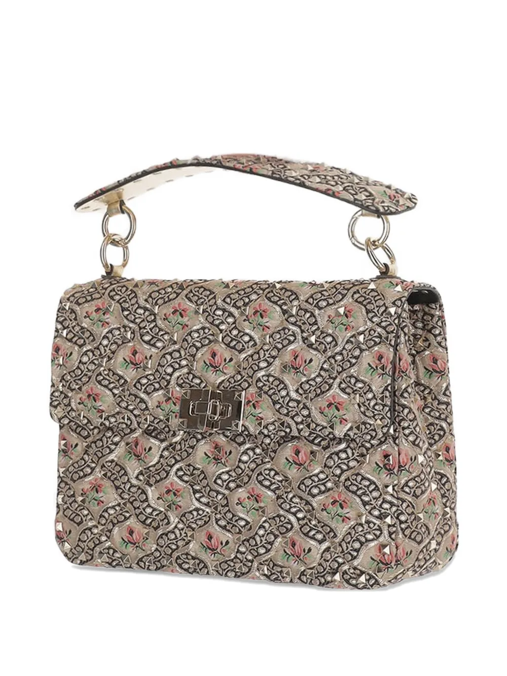 Valentino Garavani Rockstud Spike floral-print tote bag - Neutrals