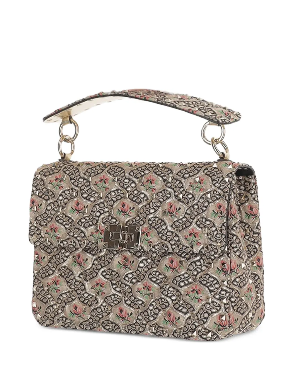 Valentino Garavani Rockstud Spike floral-print tote bag - Neutrals
