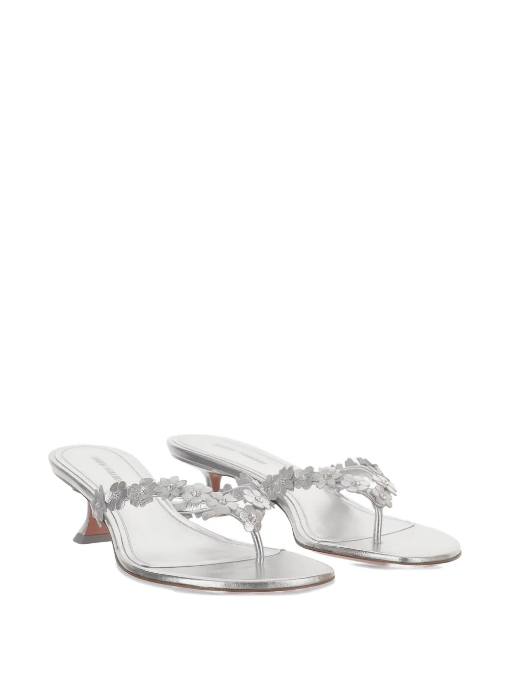 Amina Muaddi Janis flower-appliqué sandals Zilver