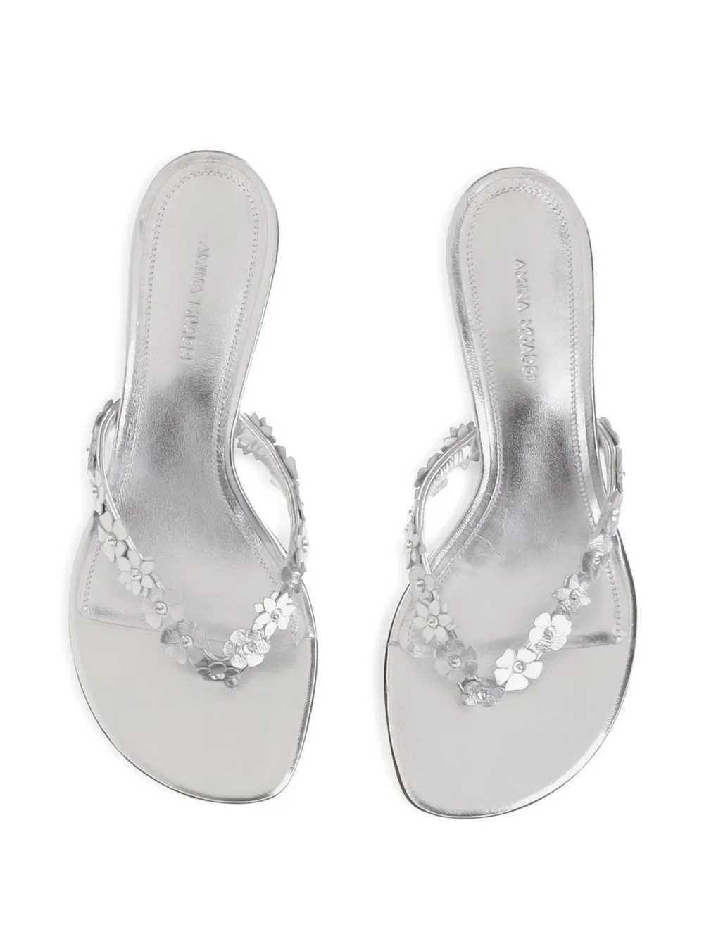 Amina Muaddi Janis flower-appliqué sandals Zilver
