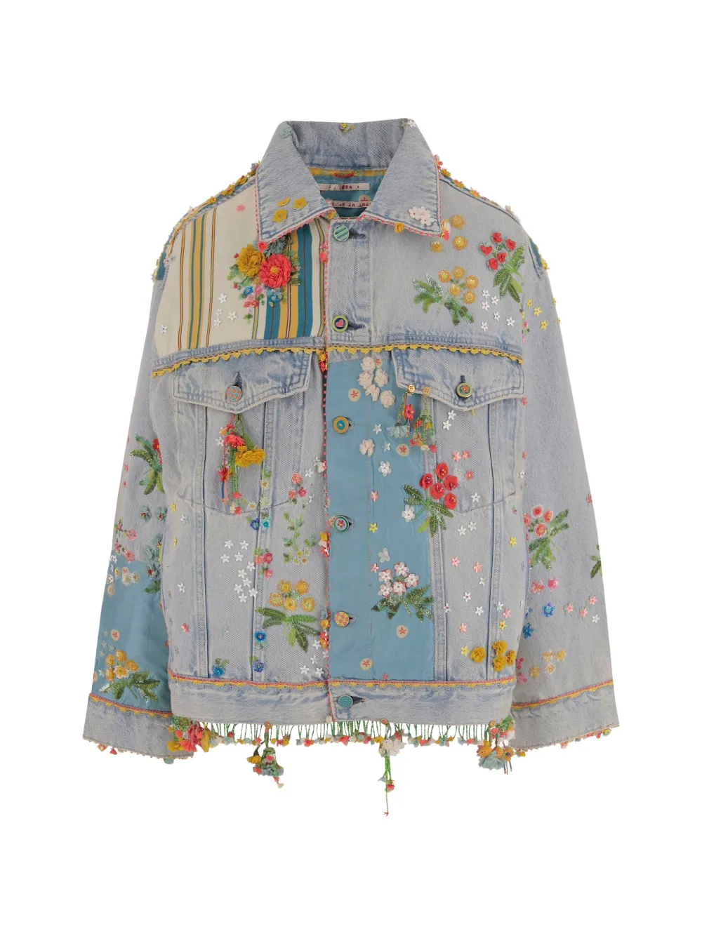 Pero floral-embroidered denim jacket - Blau