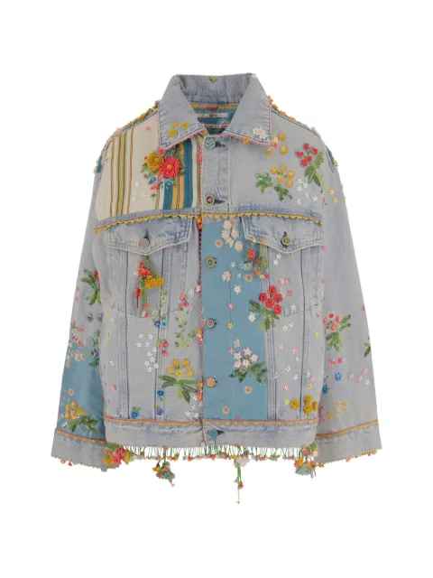 Pero floral-embroidered denim jacket