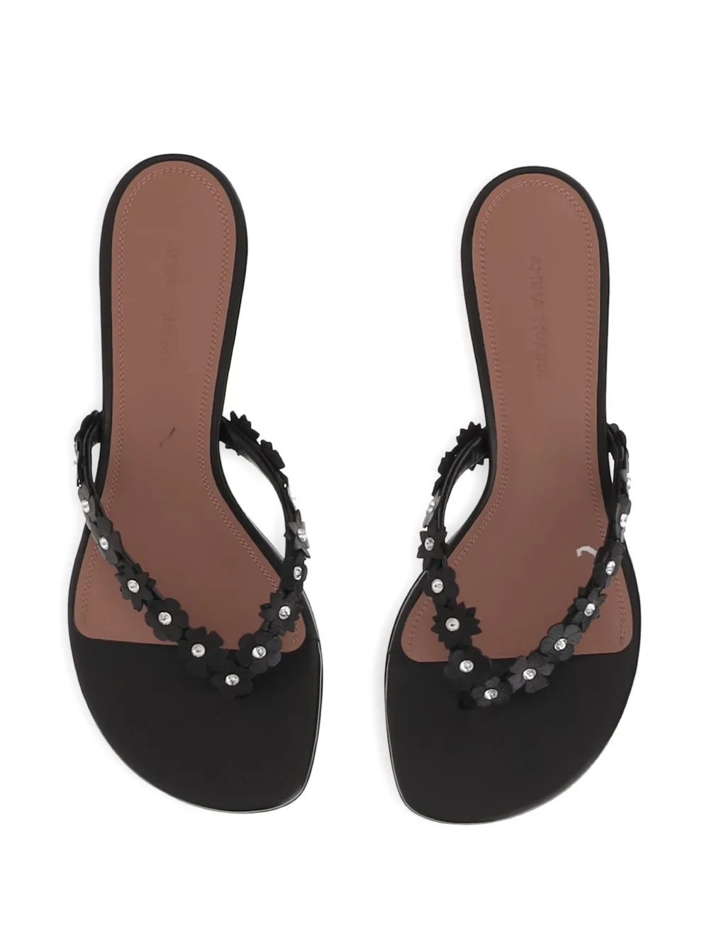 Amina Muaddi Janis floral-appliqué sandals Zwart